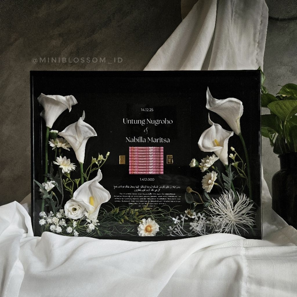 GARDEN LILY Bingkai Mahar Akrilik Hitam / Frame Mahar Akrilik Hitam / Mahar Hitam / Mahar Pernikahan