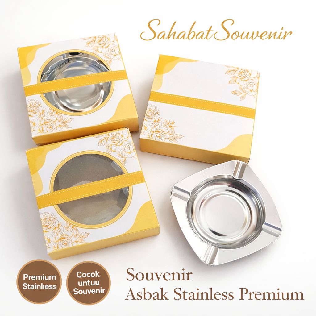 Souvenir Pernikahan Asbak Stainless Steel Premium Box Mewah – Souvenir Wedding Elegan Harga Murah