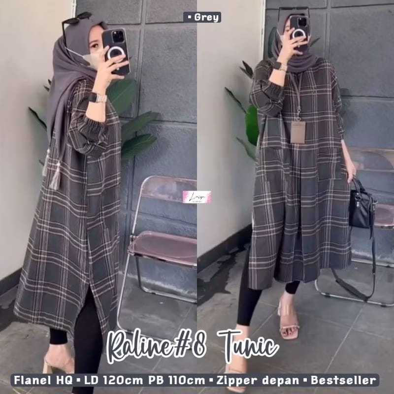 Long Tunik Wanita Muslim Motif Kotak Bahan Katun Flanel // Atasan Wanita Terbaru // Atasan Jumbo
