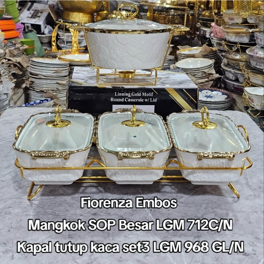 prasmanan/prancisan set Fiorenza 4 buah motif timbul
