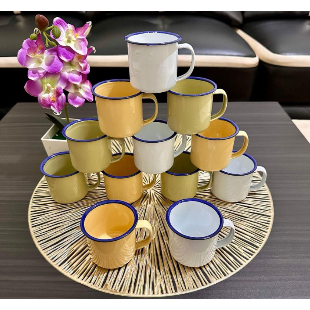 Mug Enamel 6cm Isi 12 PCS - Cangkir Gelas Mug Bahan Seng - Cangkir Gelas Enamel - Mug Enamel Warna -