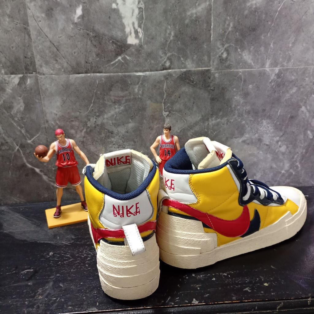 Nike x Sacai Blazer Mid "Varsity Maize" BAHAN FULL KULIT, ukuran 40,5 ( insol 25,5cm )