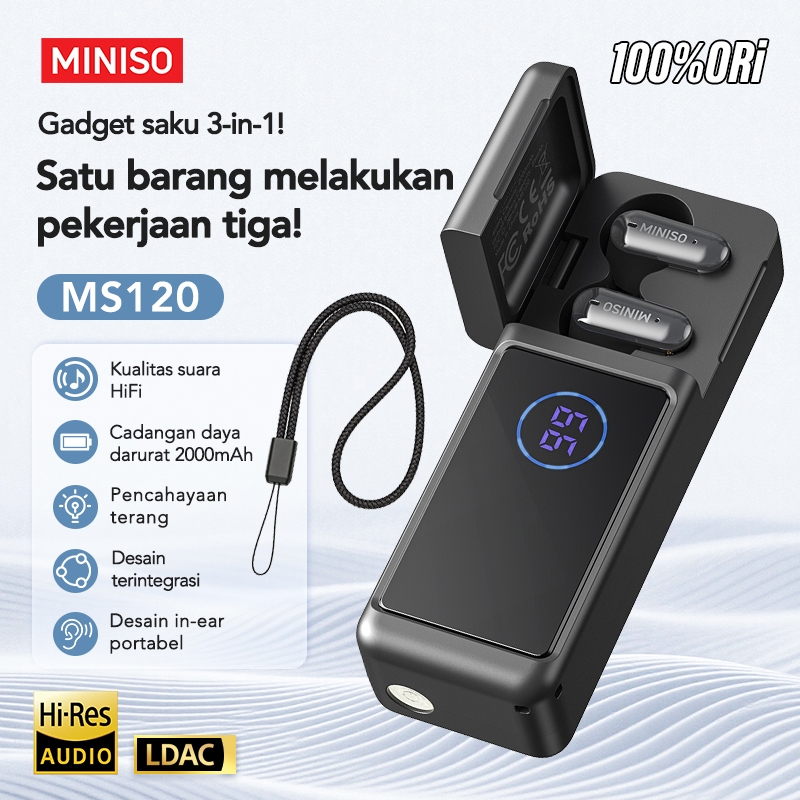 ERAZER & MINISO MS120 Bluetooth Earphone Headset 3 in 1 Multifunction AI Translation Bluetooth 6.0 P