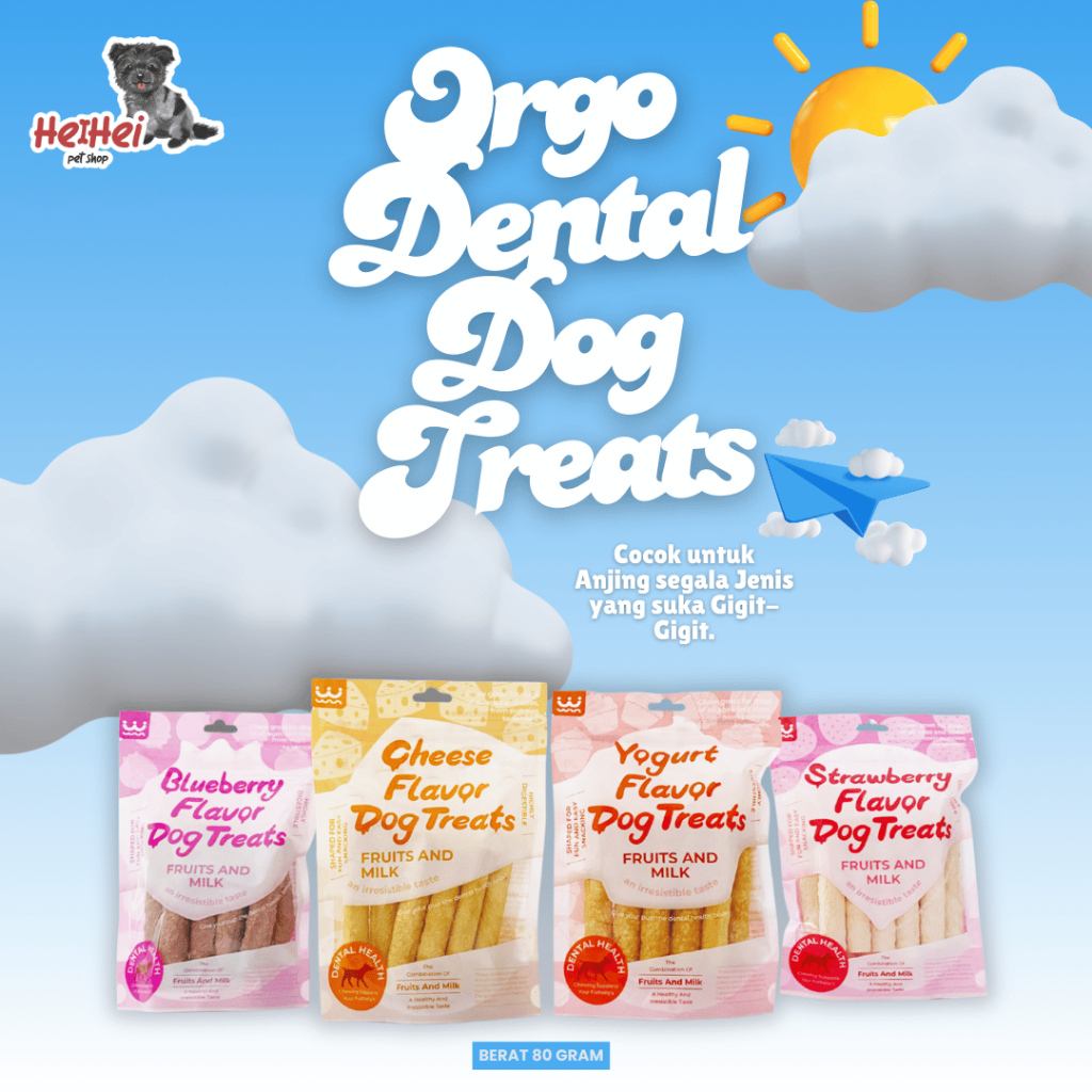 Orgo Dental Dog Treats Fruits Flavor 100gr - Welton Dental Snack Dog -Cemilan rasa Yogurt, Cheese, S