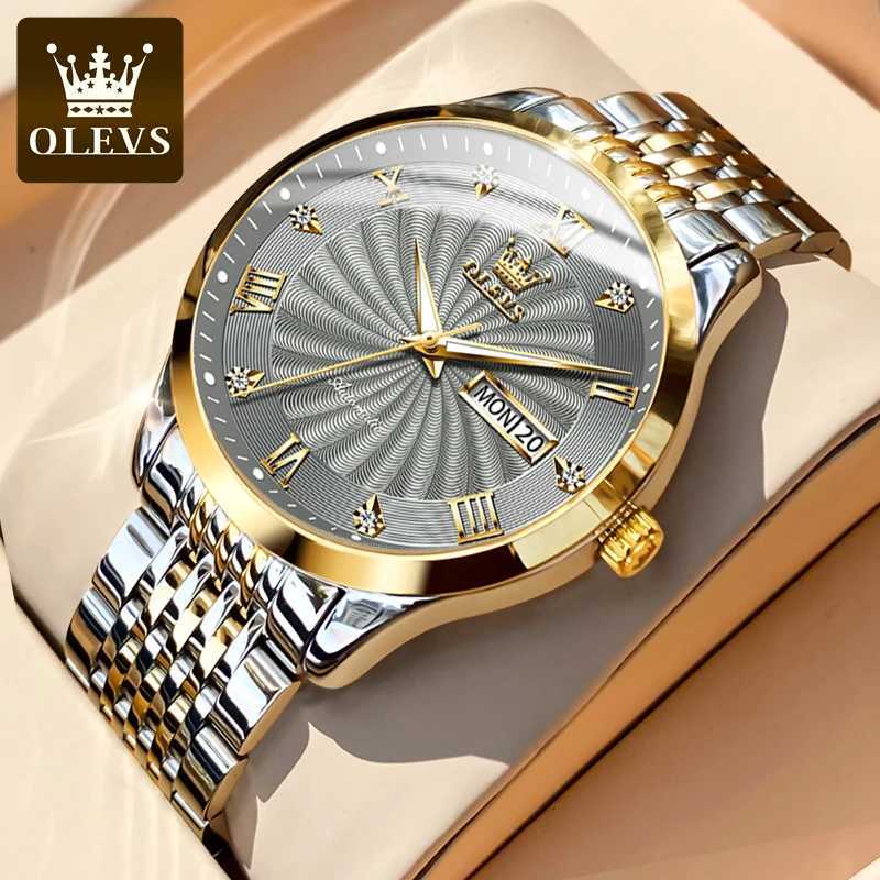 OLEVS Jam Tangan Automatic Pria Fashion Bisnis Stainless Steel Kalender Analog Luminous Men Watch