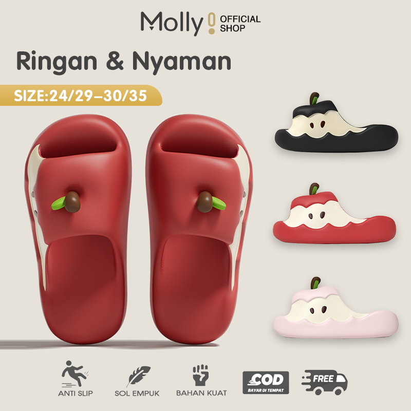 MOLLY Apple Sandal Anak dan Dewasa 24-35 Sandal Wanita Terbaru 2026 Karet Sandal Cewek Apel Sendal A
