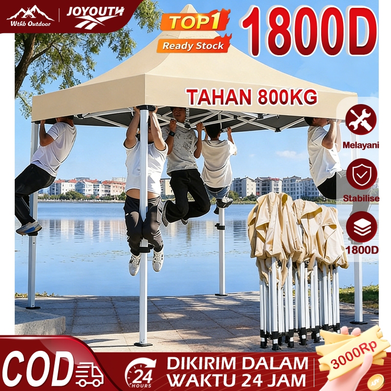 JOY Tenda lipat 3x4.5M/3x6M Tenda lipat Jualan Bazar 1300D Outdoor Tenda Gazebo tenda mobil