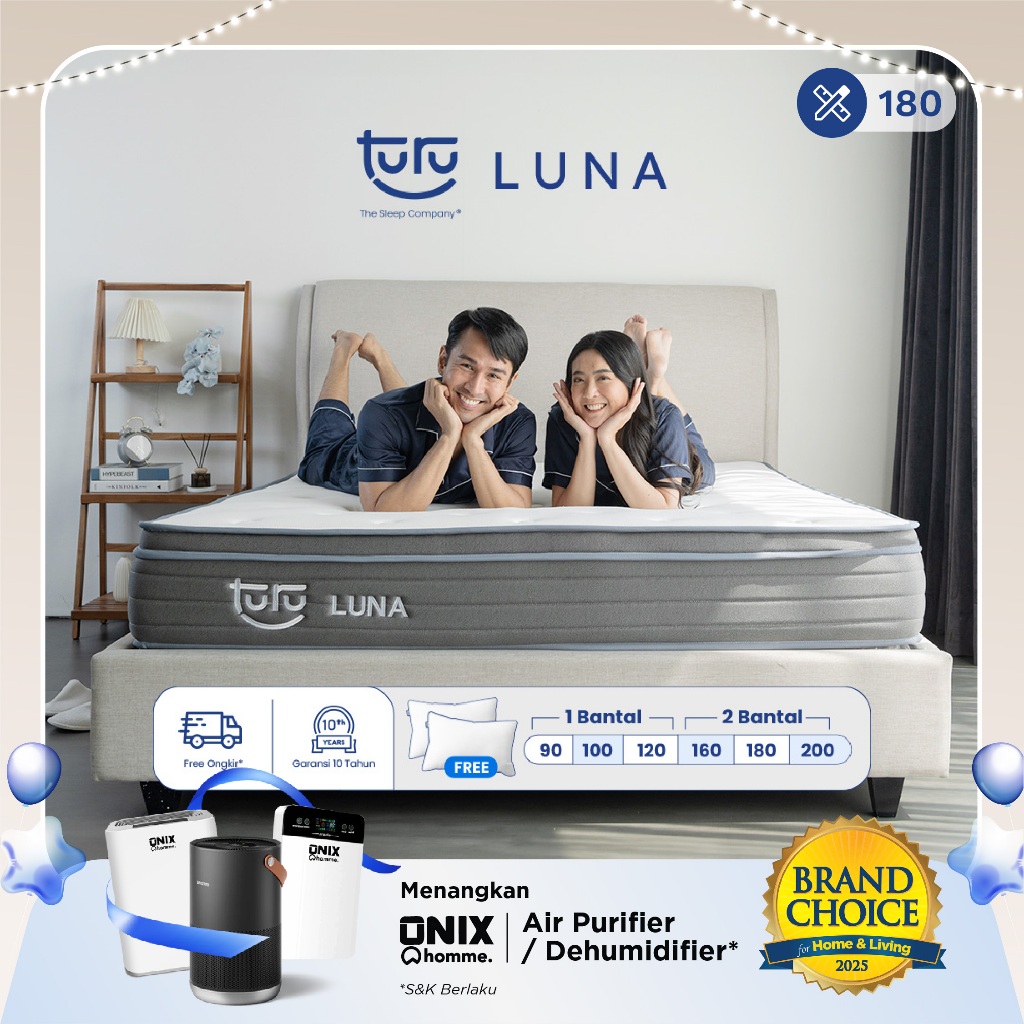 Kasur Busa Premium TURU LUNA Plush Top Natural Latex ukuran 180x200