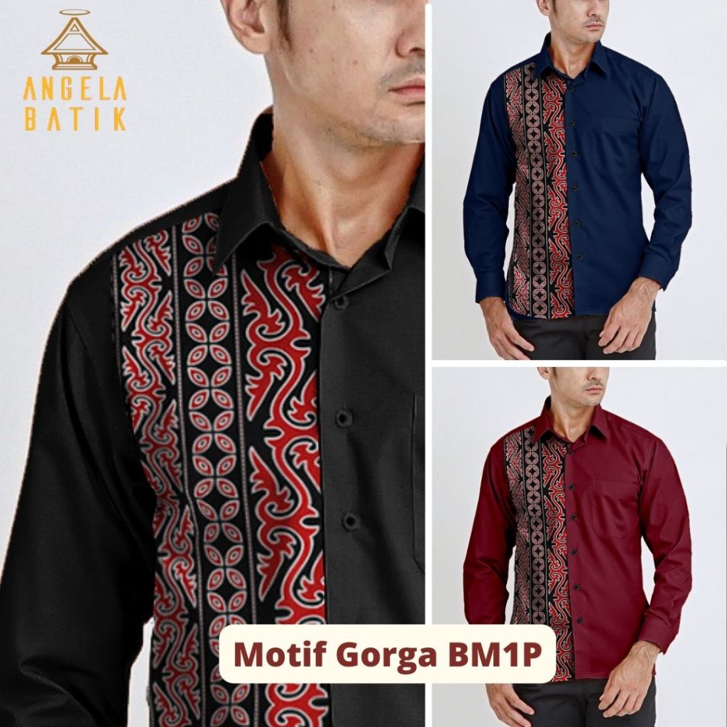 Angela Batik Batak | Kemeja Batik Lengan Panjang Pria | Batik Batak Pria Motif Gorga Medan BM1