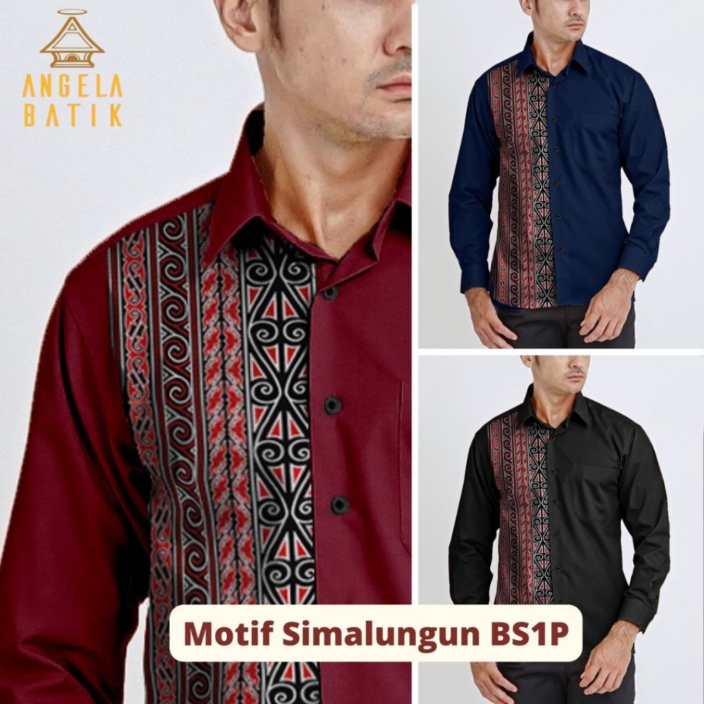 Angela Batik Batak | Batik Ulos Pria Motif Simalungun Lengan Panjang BS1