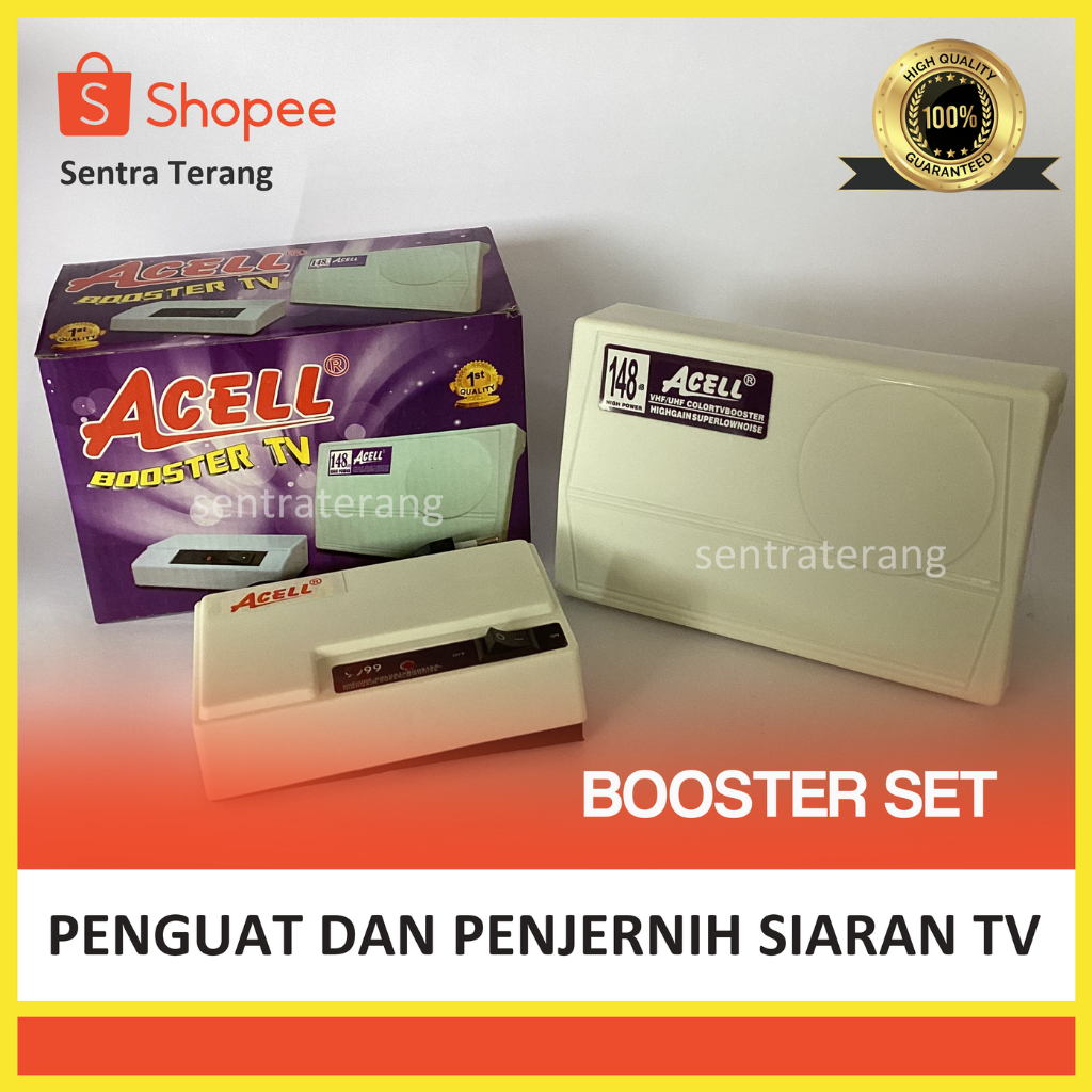Booster + Remot Antena TV Digital Acell UHF VHF Jernih Boster Antenna