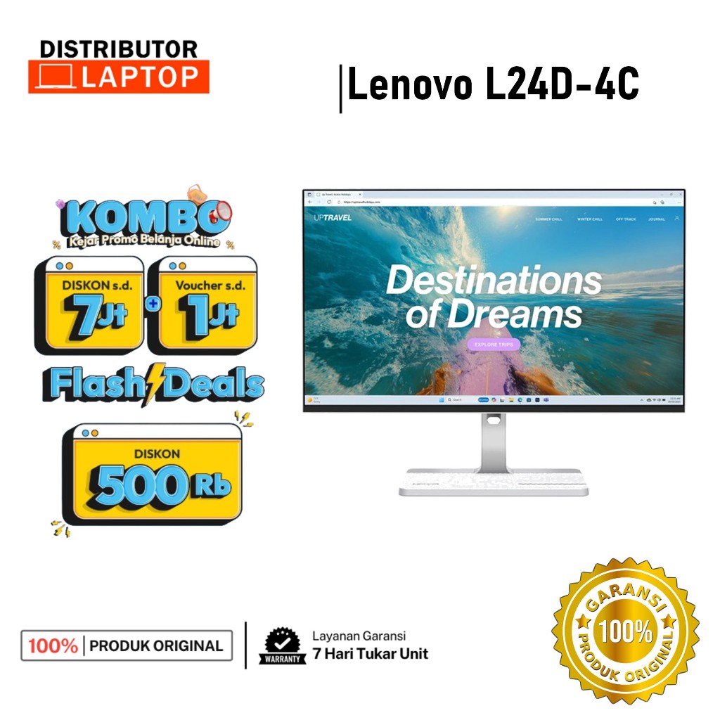 Monitor Lenovo L24D-4C L24-4C L24-4e 24 INCH - GARANSI RESMI MONITOR PC KOMPUTER DESKTOP