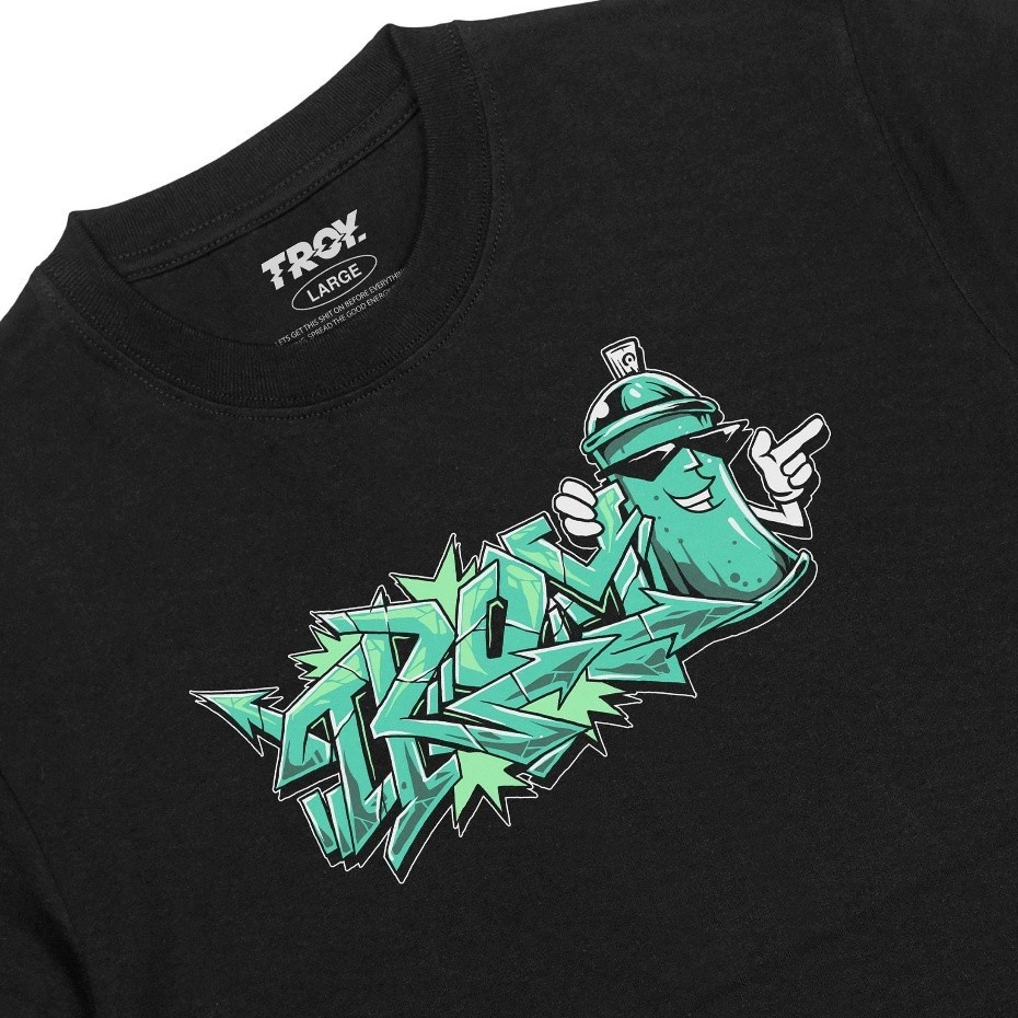 Troy Company Tshirt Black Green Pylox - Kaos Pria Hitam Lengan Pendek MTD 2210