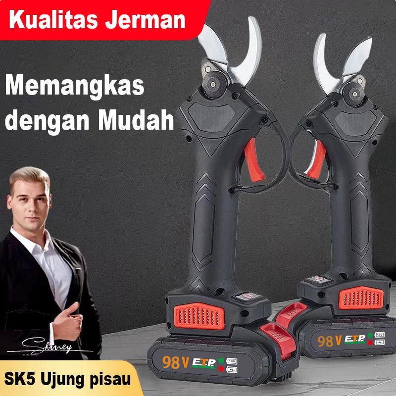 98V Gunting Dahan Listrik 2baterai Gunting Taman Elektrik Garden Cordless Pruning Shear Scissors Pem