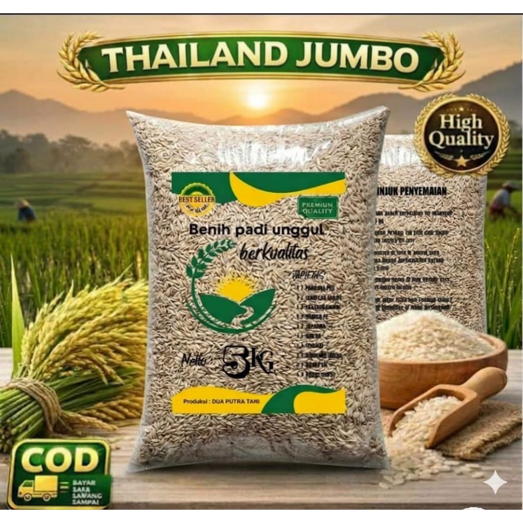 BENIH PADI THAILAND JUMBO AROMATIK KEMASAN 5KG BIBIT BERKUALITAS PILIHAN ORIGINAL