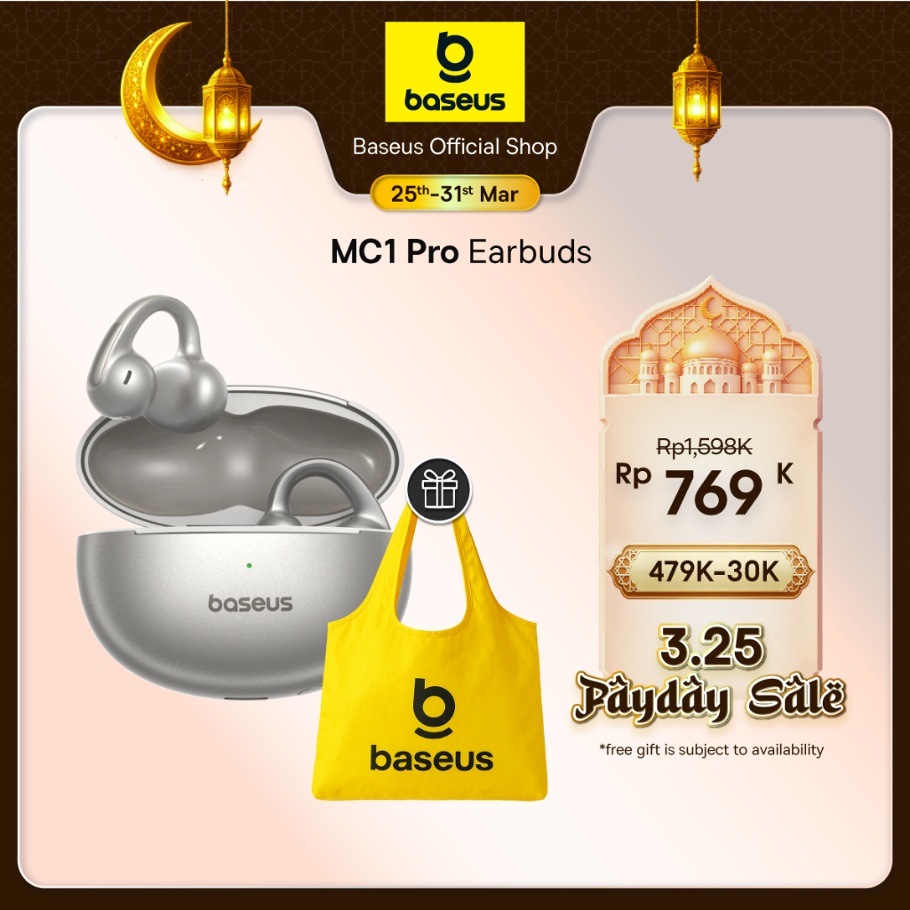 Baseus Bowie MC1 Pro Open Ear TWS Hi-Res LDAC Earbuds Sport Work Headset Anting Bluetooth OWS Super 