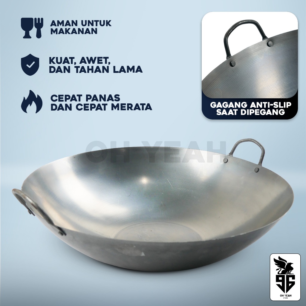 Wajan Kuping Tebal Besi Dapur Rapi | Kuali Jumbo untuk Usaha Kuliner | Perlengkapan Memasak Profesio