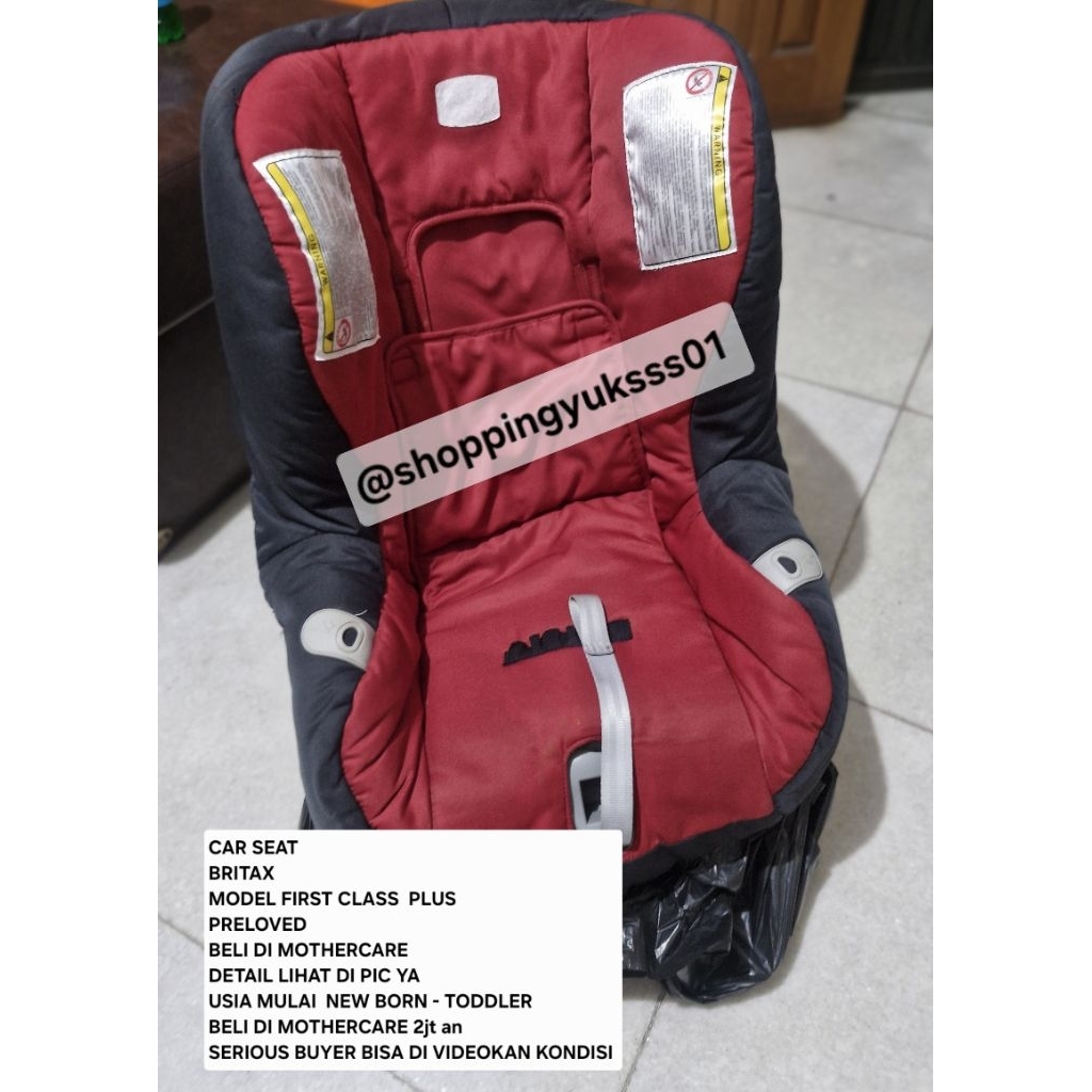 CAR SEAT BRITAX MODEL FIRST CLASS PLUS MOTHERCARE PRELOVED