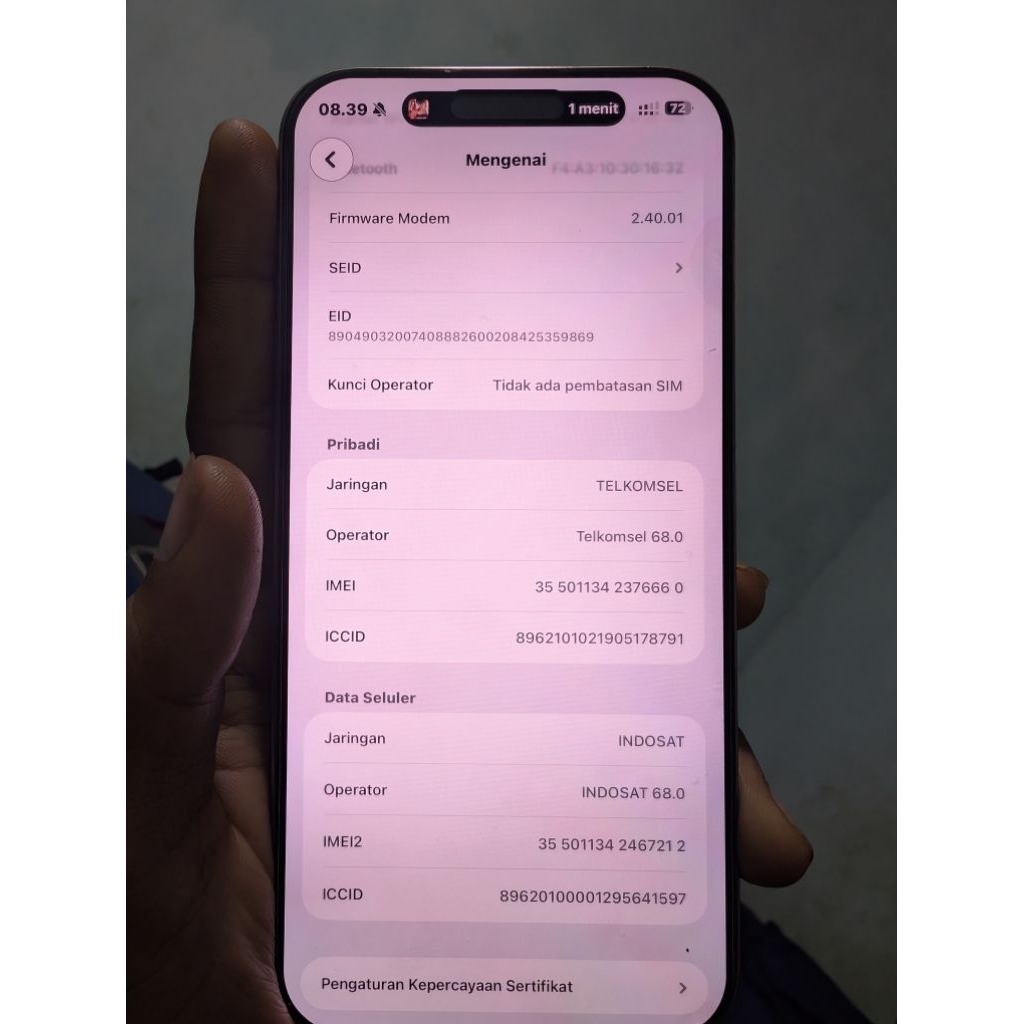iPhone 16 promax 256gb minus lupa sandi icloud masih masuk menu semua normal
