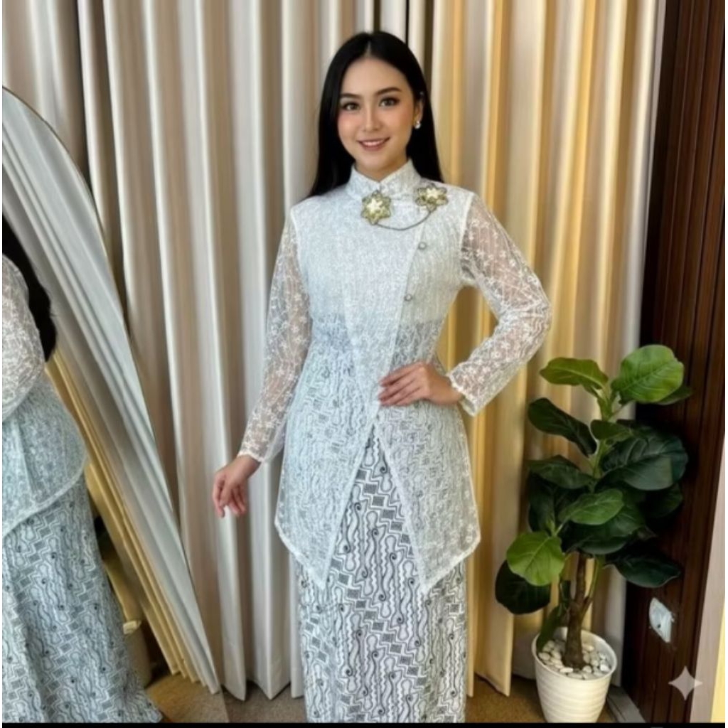 Outer Tunik Kebaya Wanita Brokat Modern Sanghai Hitam