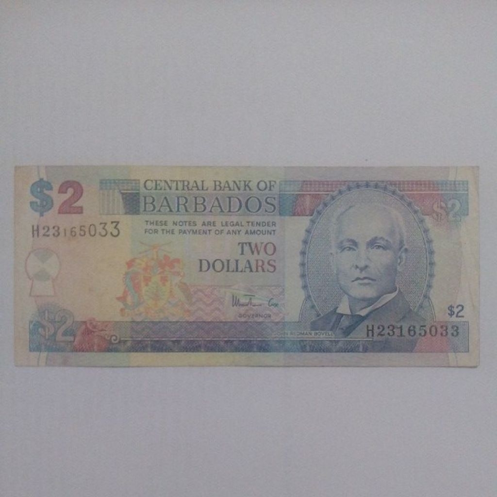 Uang Barbados 2 dollar vf
