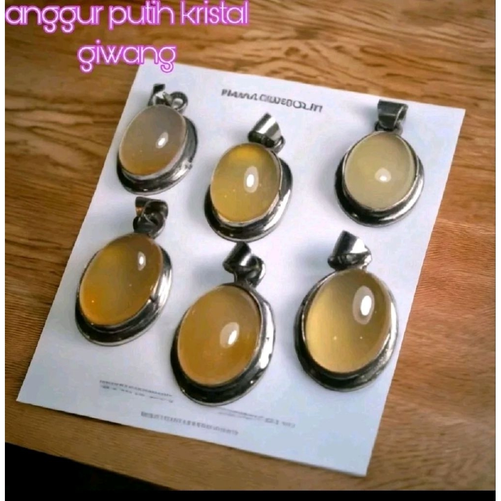 [FREE KALUNG] liontin anggur sulaiman chalchedony natural asli alam bergaransi / kalung viral pria w