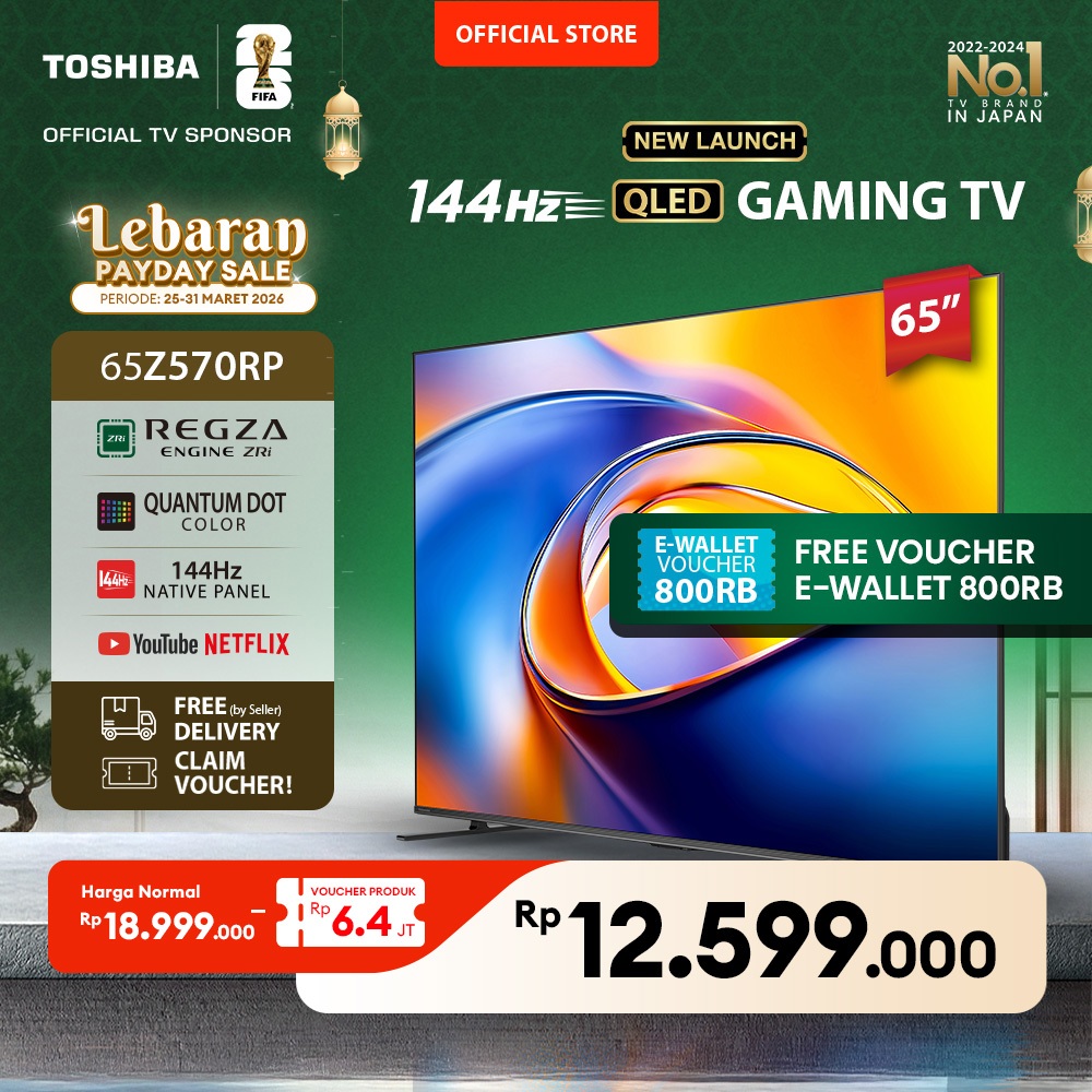 Toshiba TV 65" 4K UHD Gaming 144Hz AI Smart TV - Dolby Vision IQ + Atmos Regza ZRi 2.1 Surround Nati