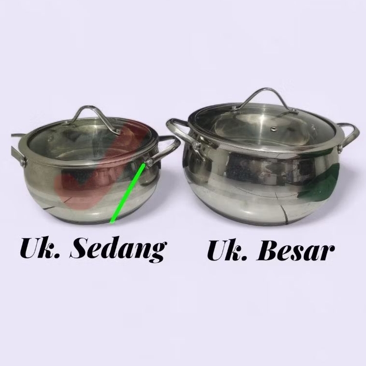 Panci Stainless Steel Merk Medeenalux Ukuran Sedang