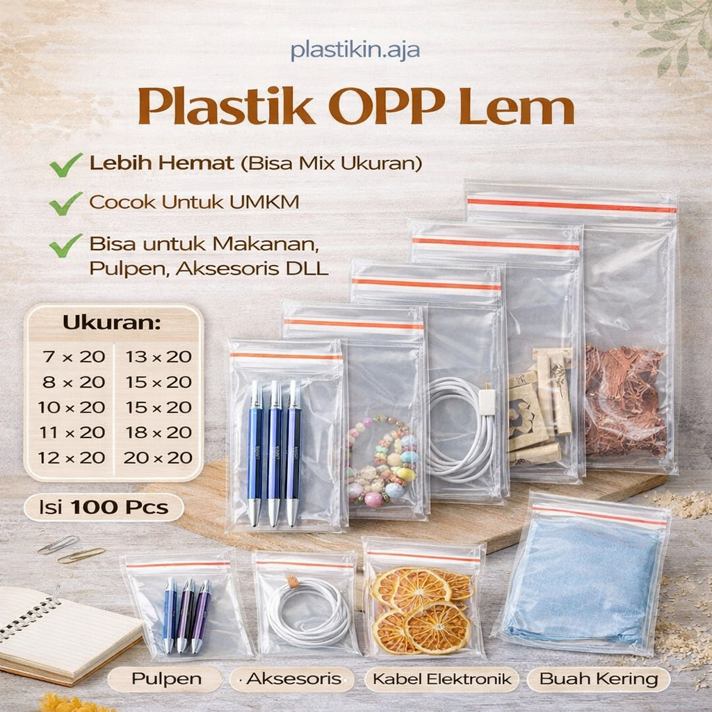 (Bisa Mix Ukuran Isi 100 pcs) Plastik OPP Undangan/Plastik Seal/Plastik Blangko/MURAH/7x20/8x20/10x2