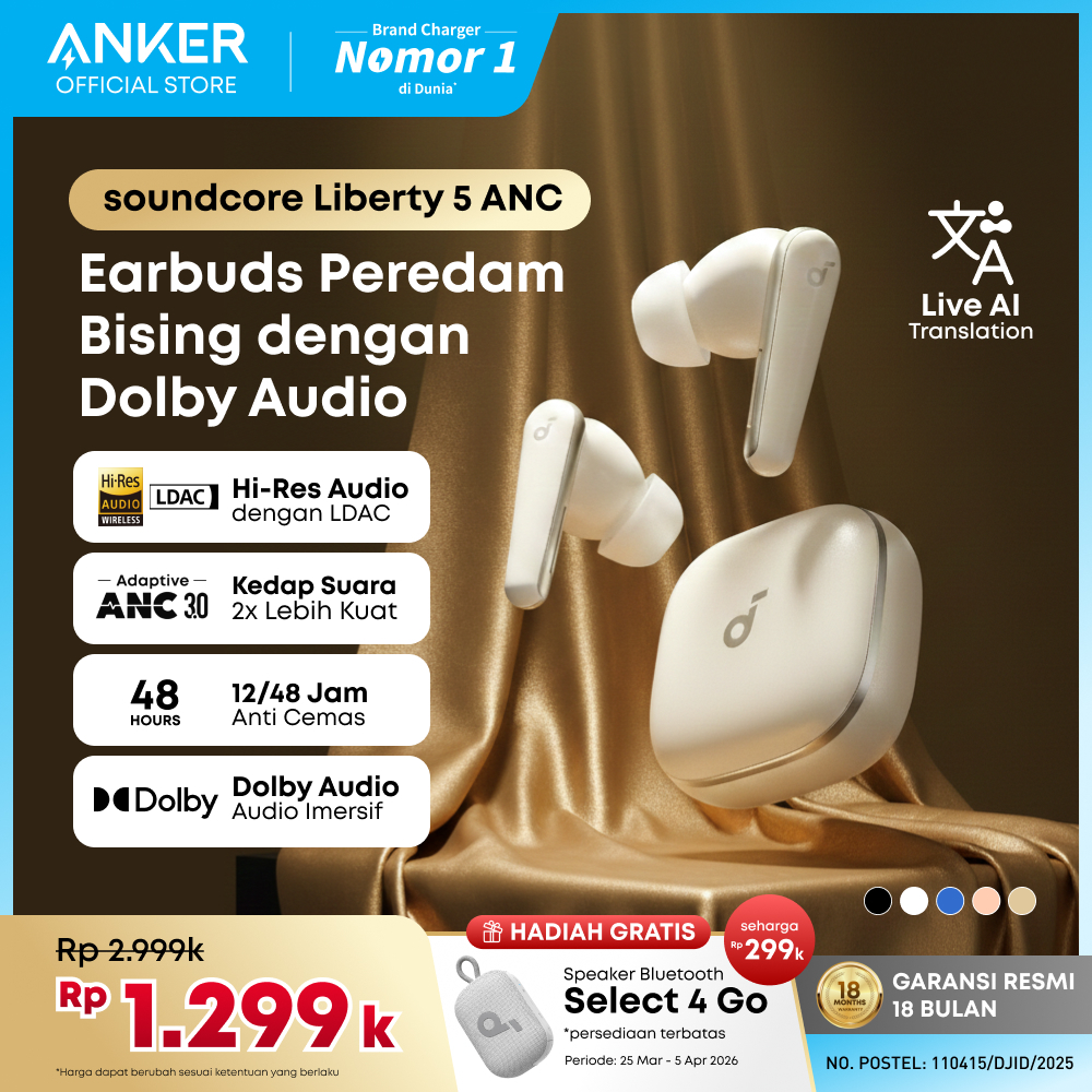 Soundcore Liberty 5 ANC by Anker, Noise-Cancelling Wireless Earbuds, 2x Stronger Voice Reduction, Re