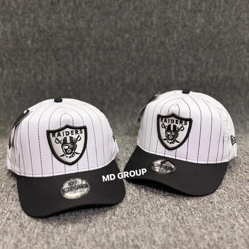 Topi Baseball Unisex Bordir Caps Raiders Putih Hitam Material Caps Bulludru Allsize