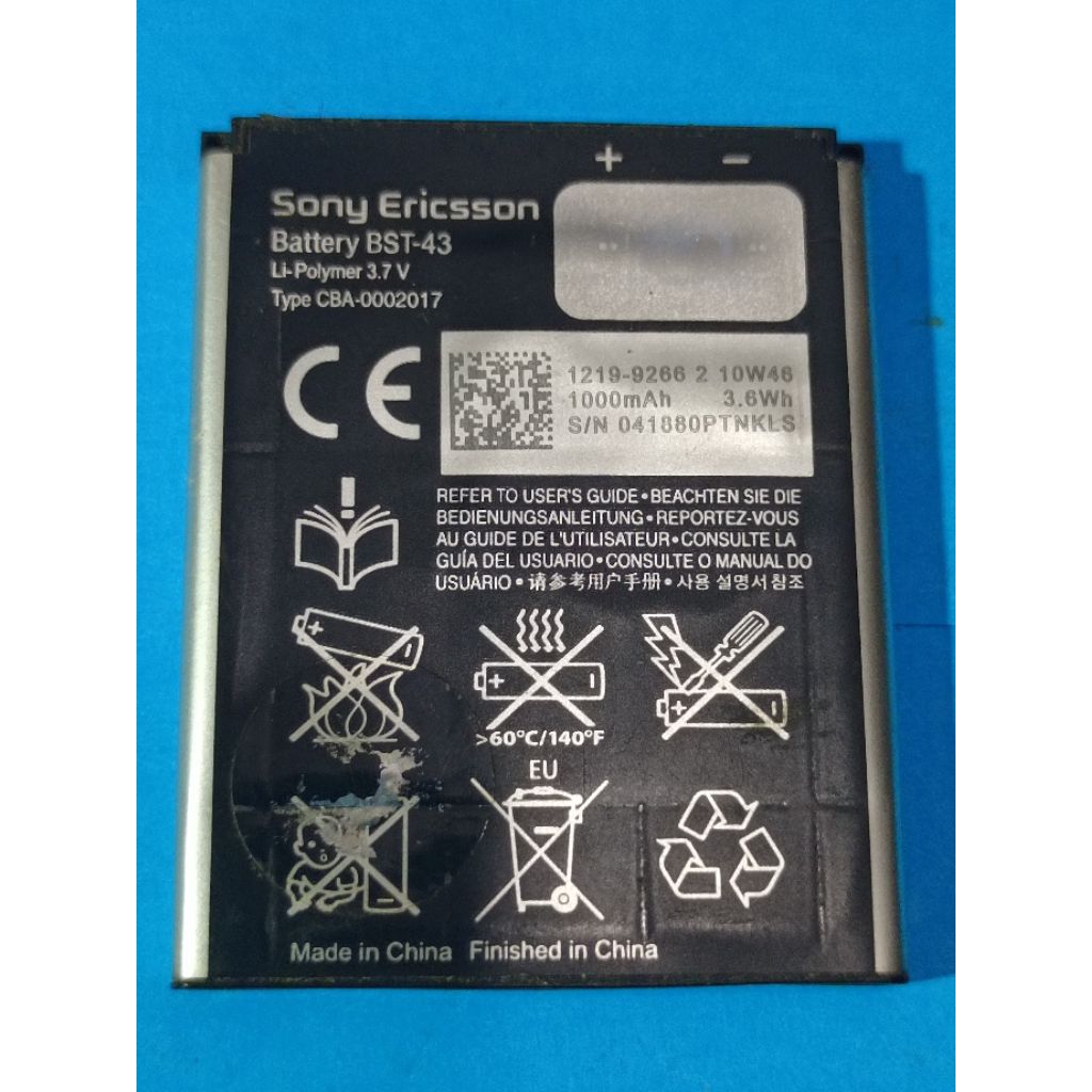 BATERAI HP SONY ERICSSON BST-43 SECOND MASIH LAYAK PAKAI BELUM KEMBUNG