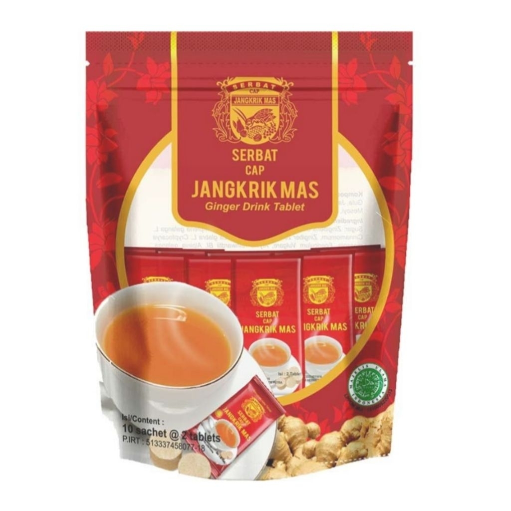 Serbat Cap Jangkrik Mas Ginger Drink Tablet Minuman Jahe Isi 10