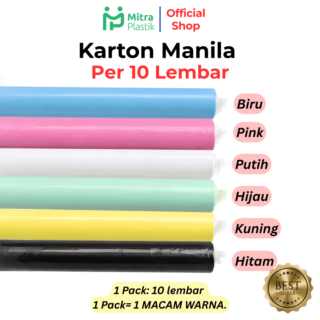 isi 10pcs Kertas Karton Manila Karton Warna Karton Polos Karton Hitam Karton Putih