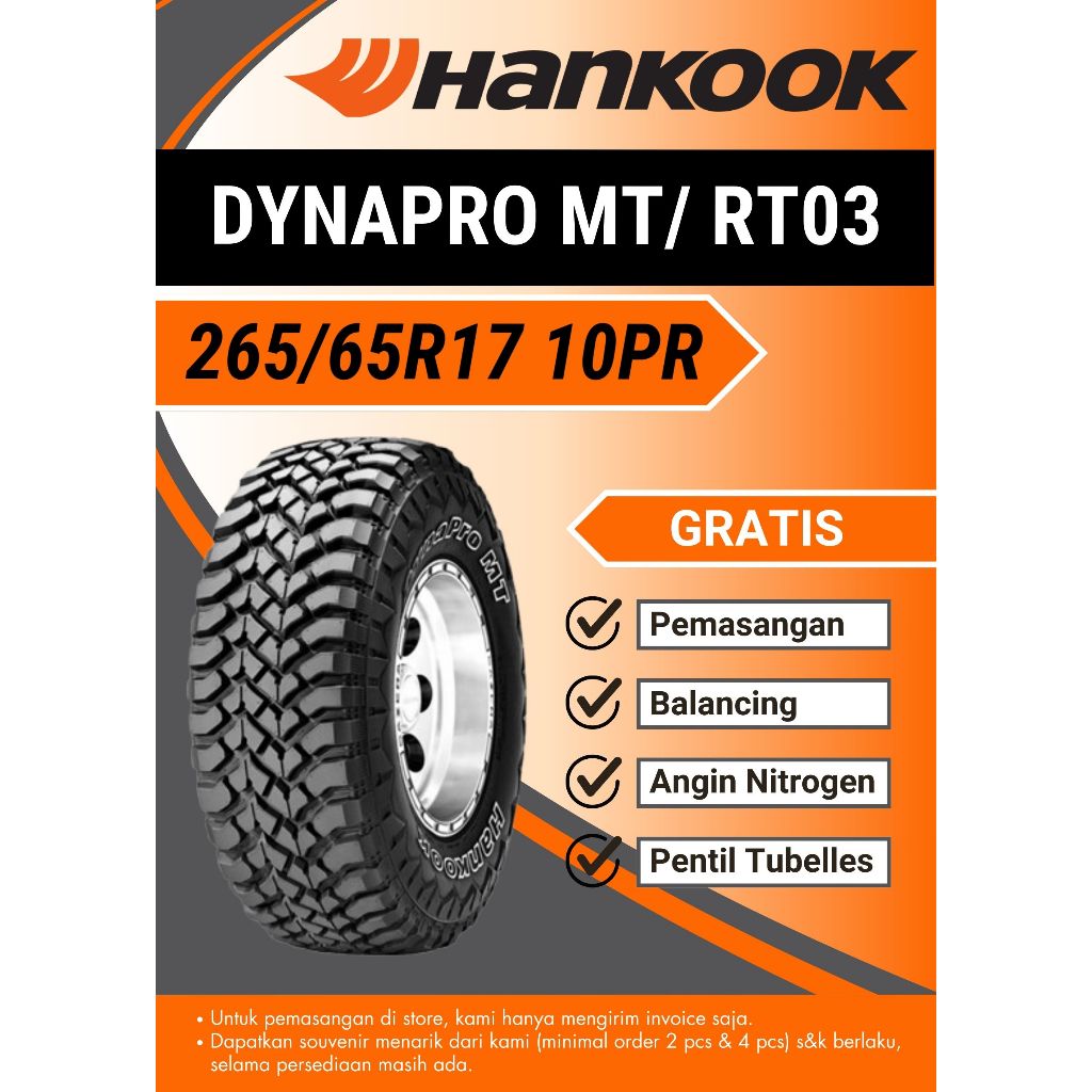 Ban mobil Hankook 265/65R17 10PR Dynapro MT/RT03 Tubelles, 265-65-17, 2656517, 265/65/17, 265 65 17