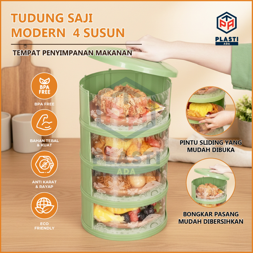 TUDUNG SAJI MODERN  4 SUSUN - Tempat Penyimpanan Makanan / Tempat Lauk / Penutup Makanan