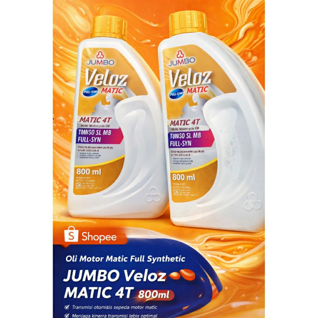 Oli Motor Matic Jumbo Veloz 4T 800ml Full Synthetic 10W50 SL MB – Oli Mesin Motor Matic Berkualitas