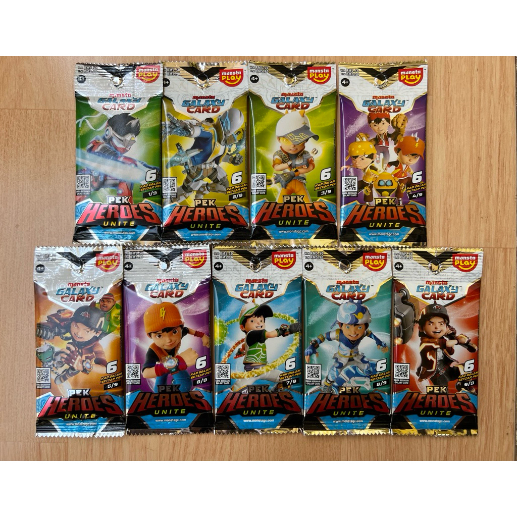 Boboiboy Monsta Galaxy Heroes Unite Malaysia 1 Pek isi 6 Lembar Kartu