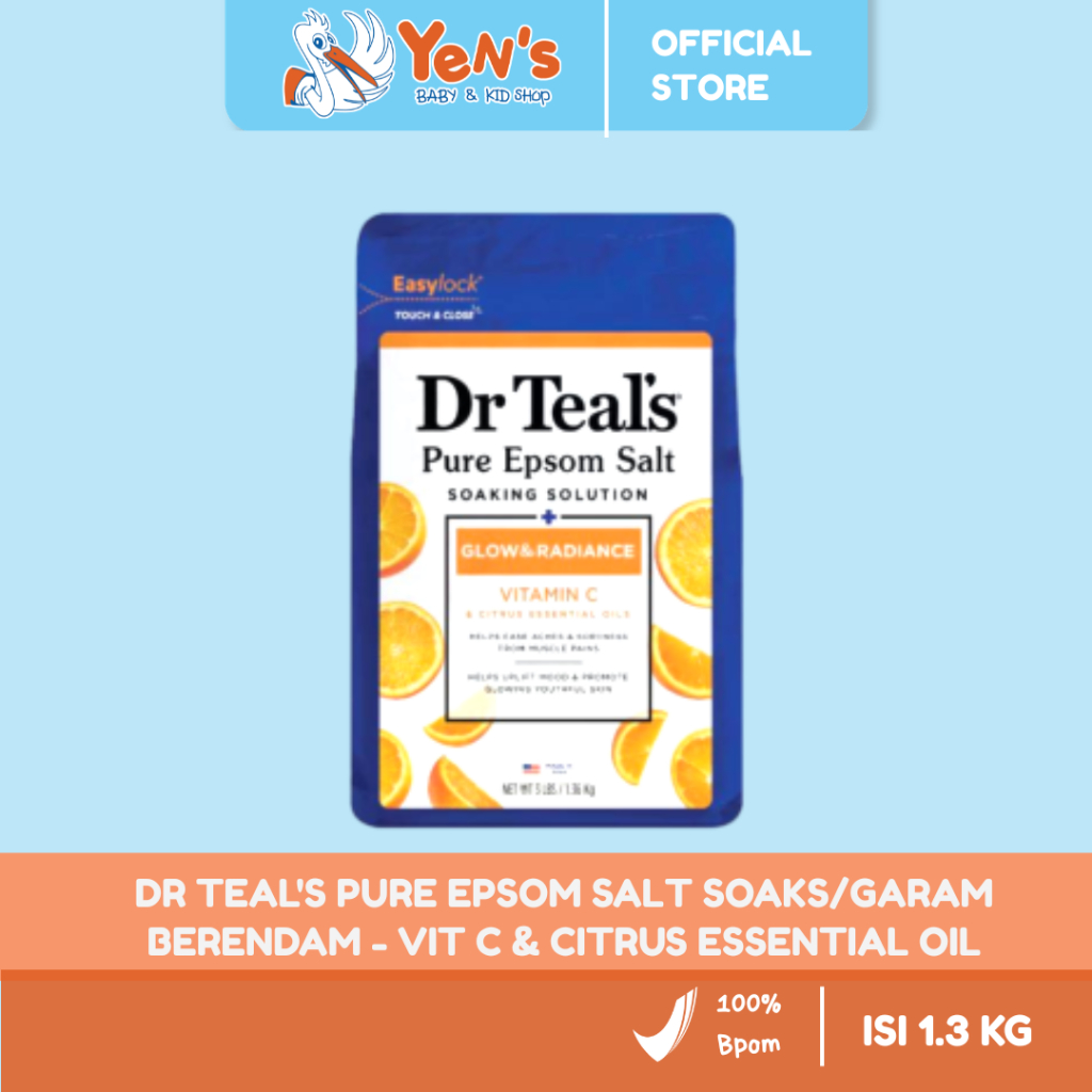Dr Teal's Pure Epsom Salt Soaks / Garam Berendam - Vit C & Citrus Essential Oil 1360g
