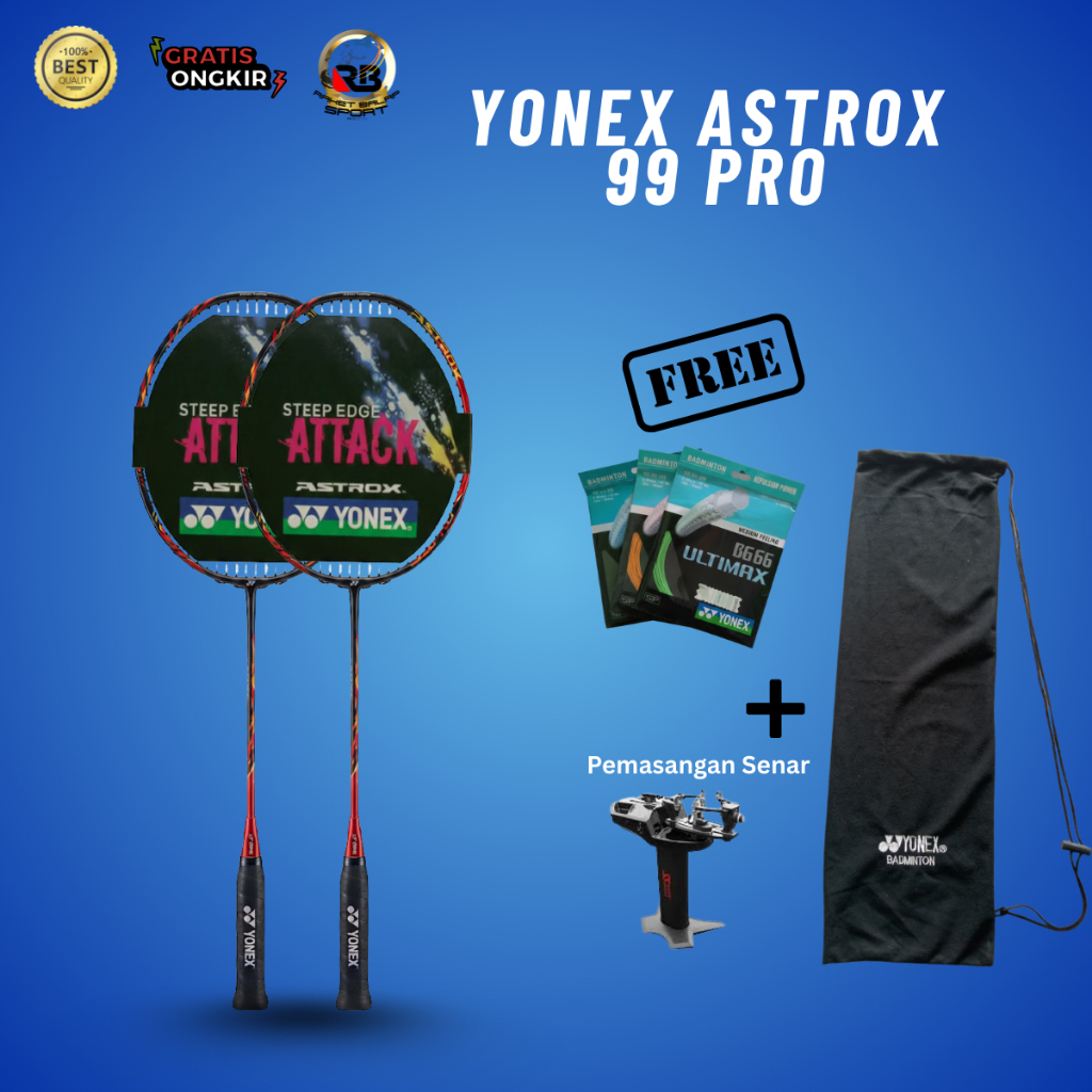 Raket Badminton Yonex Astrox 99 Pro Hitam Merah Bahan Karbon Kualitas Premium Ringan & Kuat