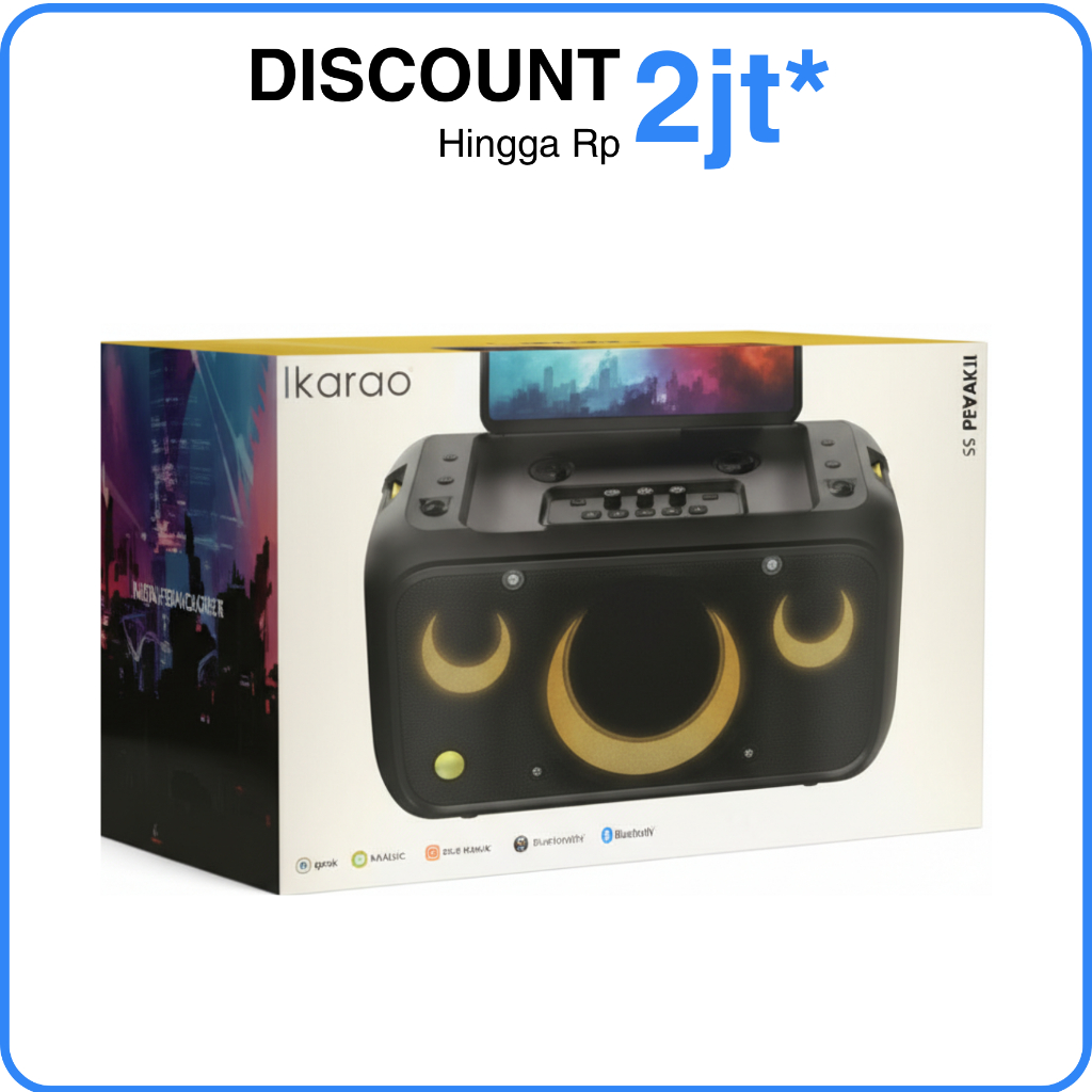 IKARAO Break X1 Premium Party Box Smart Karaoke Machine 13.3" Inch Screen with 2 Mic Speaker