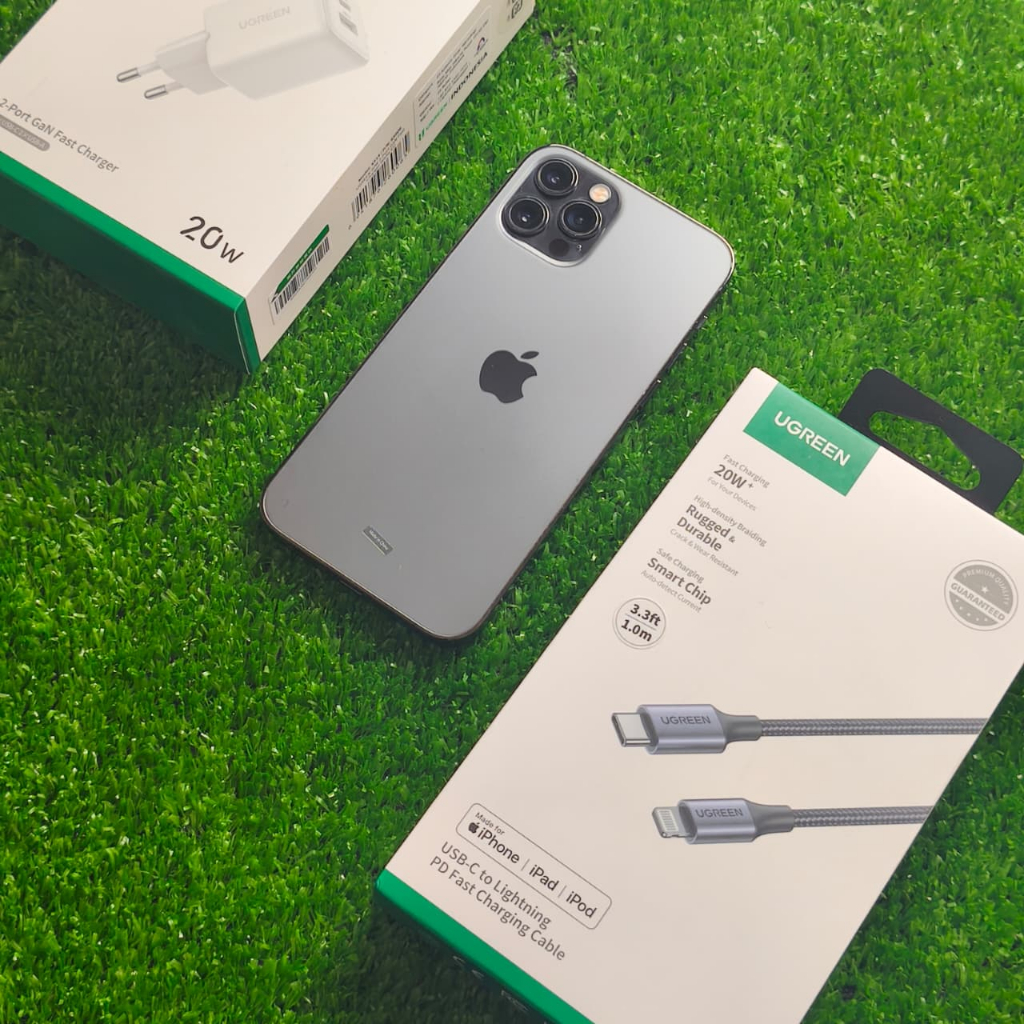 iPhone 12 Pro 256GB Graphite BH 75% Minus kamera Batangan Ex Resmi ACC UGREEN