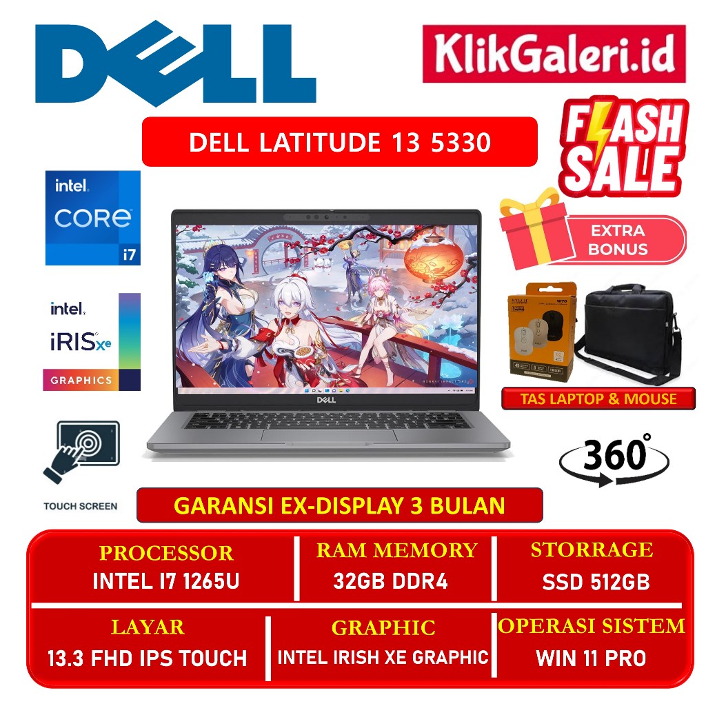 SUPER DEAL Dell Latitude 13 5330 2in1 i7 Gen 12 32GB 512GB SSD Touchscreen FHD IPS | Win11 Pro | Ex 