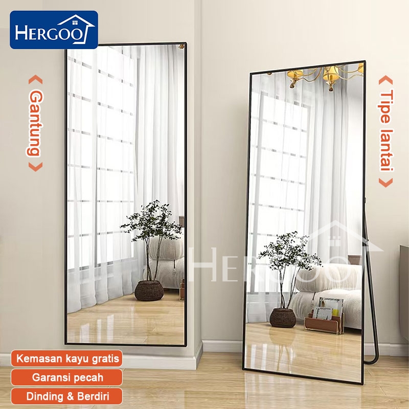 [Upgrade-Kemasan kayu] Standing mirror 160 X 50 CM Cermin Berdiri & Dinding Standing Cermin full bod