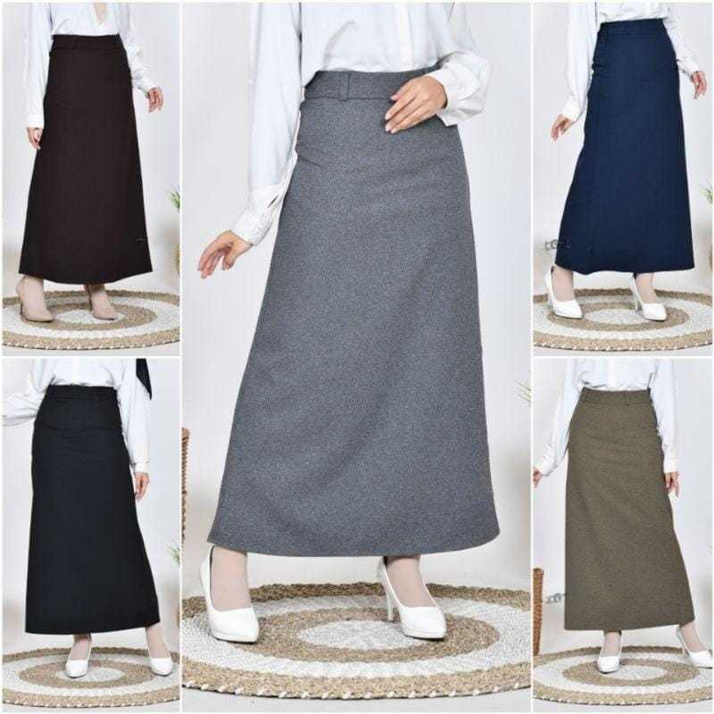 Kekinian Rok A Line Panjang Polos Formal Kerja Kantor / Rok Kerja Panjang Hitam A Bahan Formal