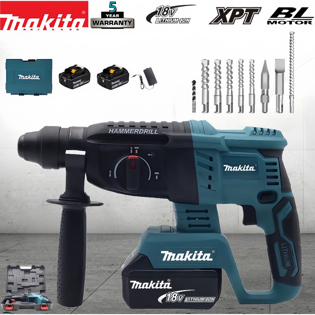 Bor Palu Listrik Makita HR242D 18V Original Jepang, Alat Bor Dinding Multifungsi Tanpa Kabel