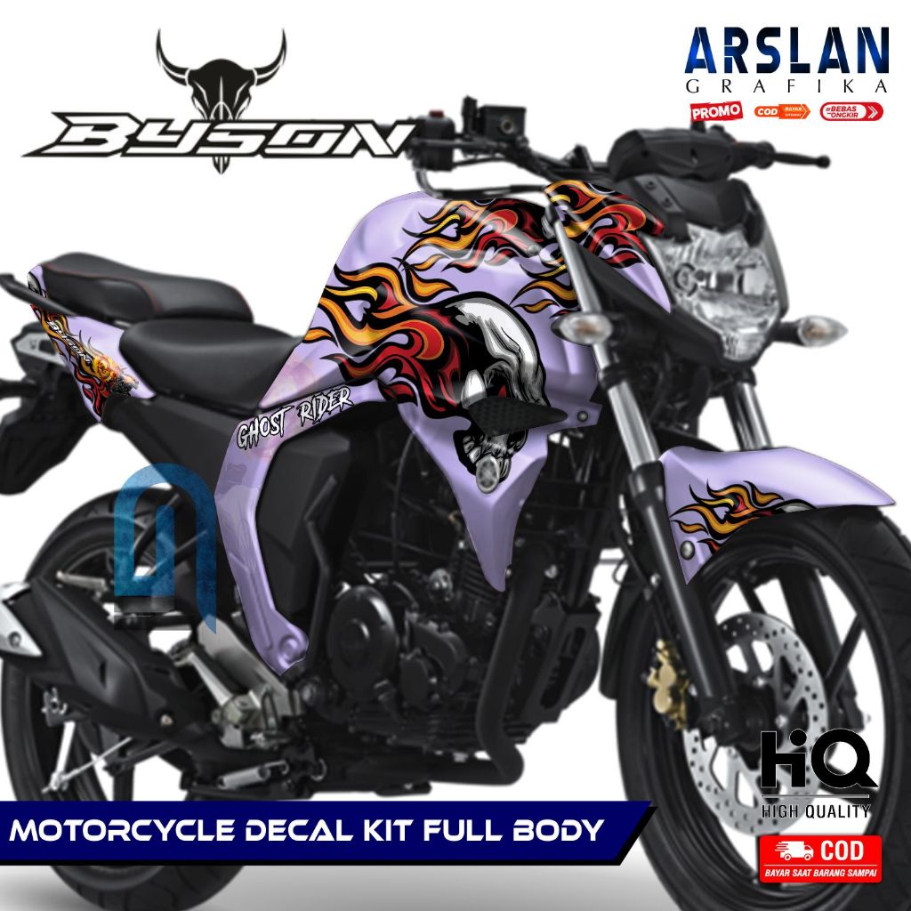 Decal BYSON FI Full Body Stiker Motor BYSON FI Aksesoris Set Stiker List Variasi Keren GHOST RIDER