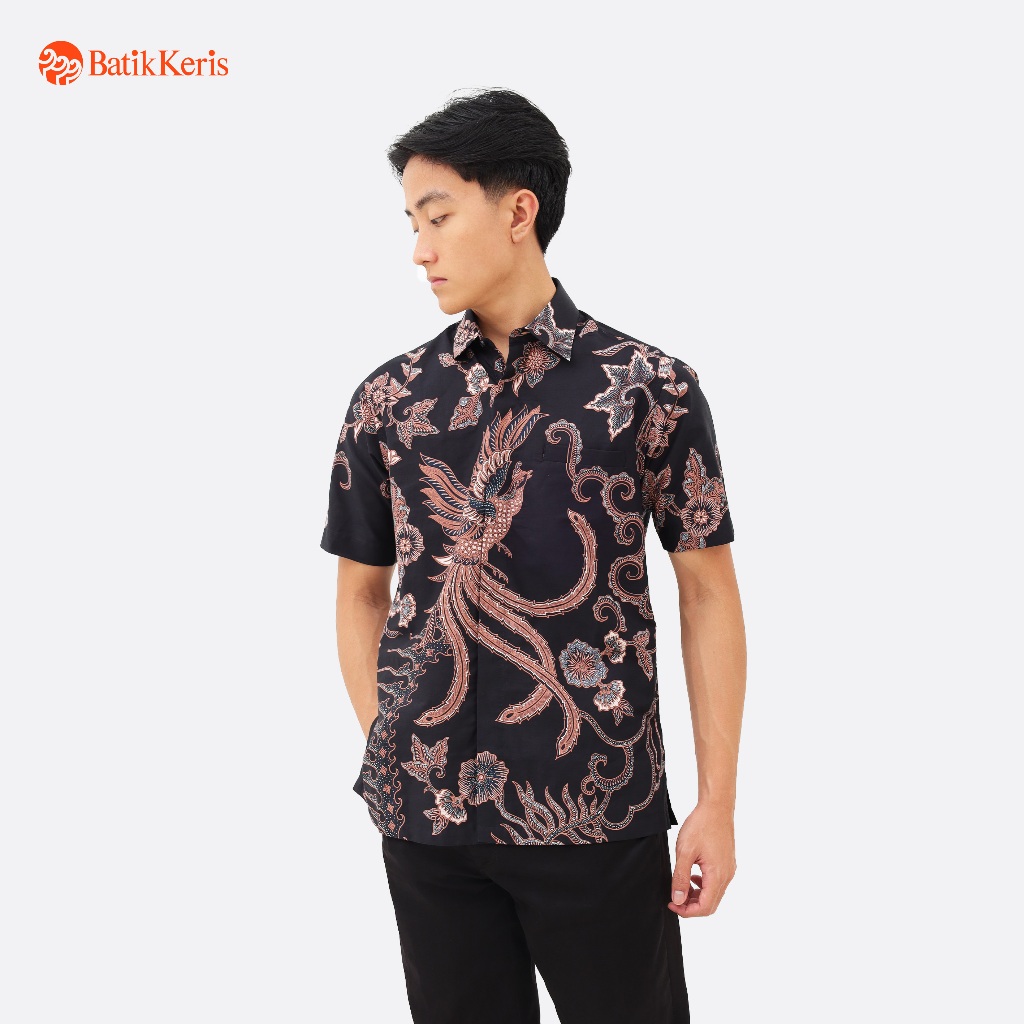 Batik Keris Kemeja Batik Pria Reguler Fit Lengan Pendek Motif Keris Sido Sekaringrani - Black