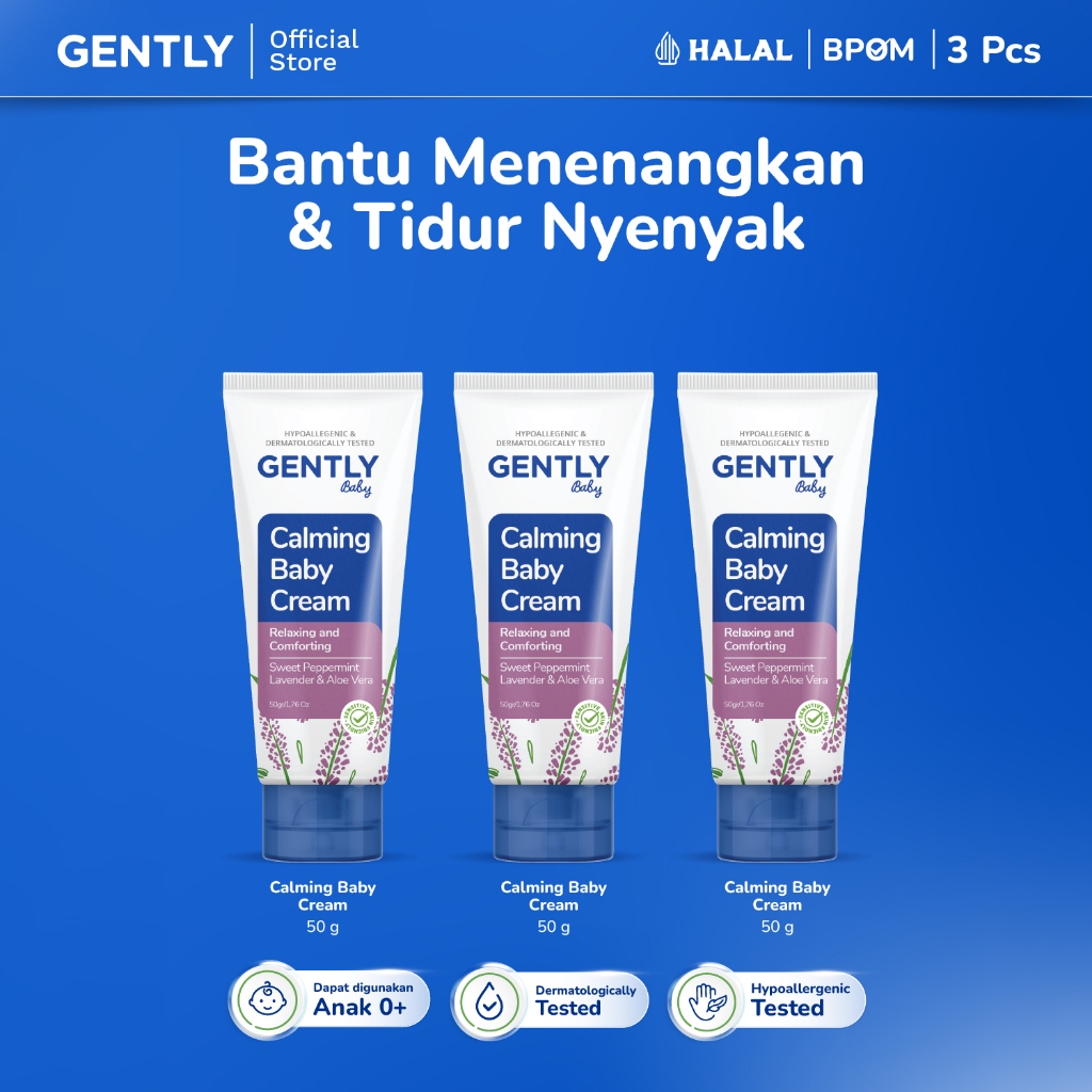 GENTLY Baby Calming Baby Cream 3 pcs  | Krim untuk Bayi Newborn - Perlengkapan Bayi Baru Lahir