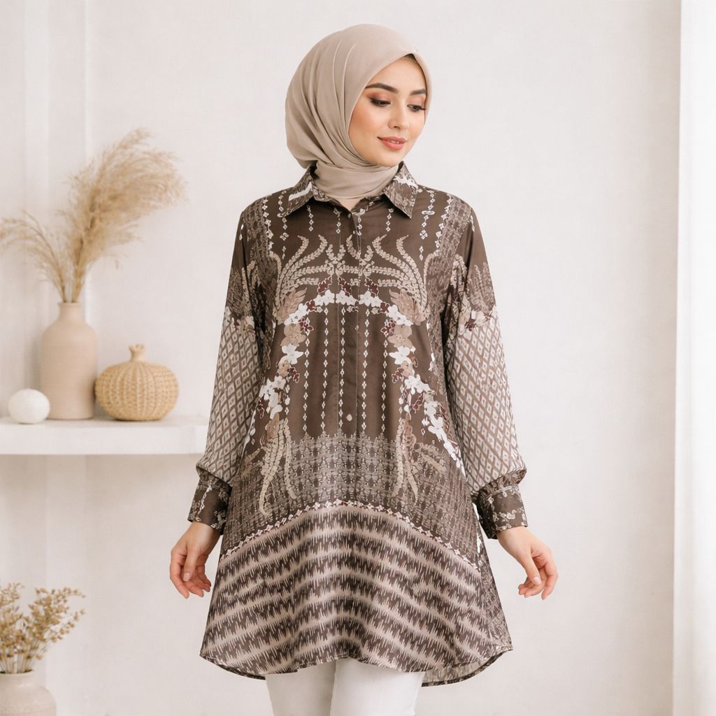 Tnco - Tunik Dior Silk Printing- Tunik Batik Size M